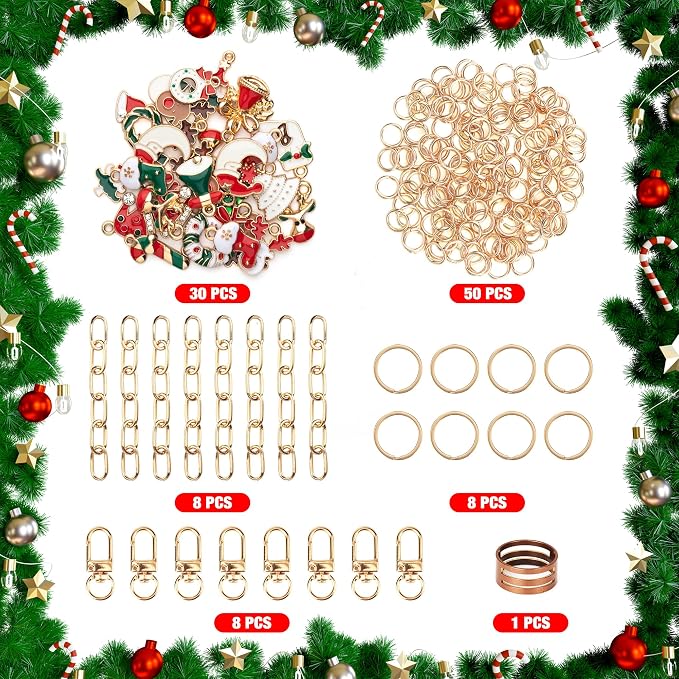 HOMAR 105Pcs DIY Keychain Making Kit Bag Charm Jewelry Chain Making 30 Charms 8 - Image 2