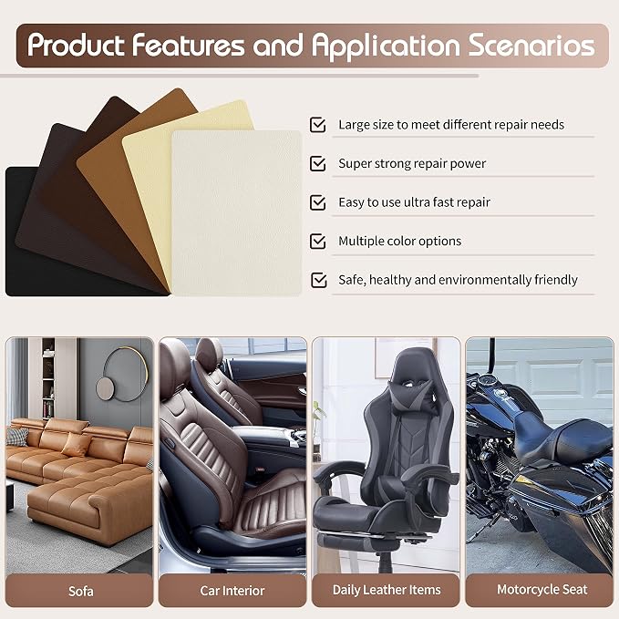 KING MOUNTAIN Leather Repair Patch, 2 Packs 9 x 11 Inches self Adhesive Leather - Image 5