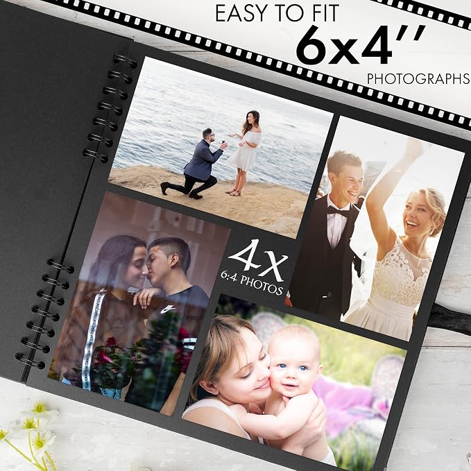 Bstorify Square Large Black Scrapbook Photo Albums 80 Pages Thick Kraft Paper - Image 4