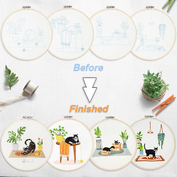 Bonroy 4 Sets Embroidery Set for Beginners, Art Craft, Easy Sewing, Includes - Image 4