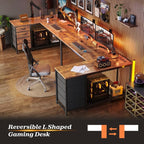 PRAISUN 53" L Shaped Desk with Power Outlets & USB-C Port, Reversible Computer - Image 9