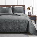 Love's cabin California King Size Quilt Bedding Set Dark Grey Bedspreads by Lovescabin