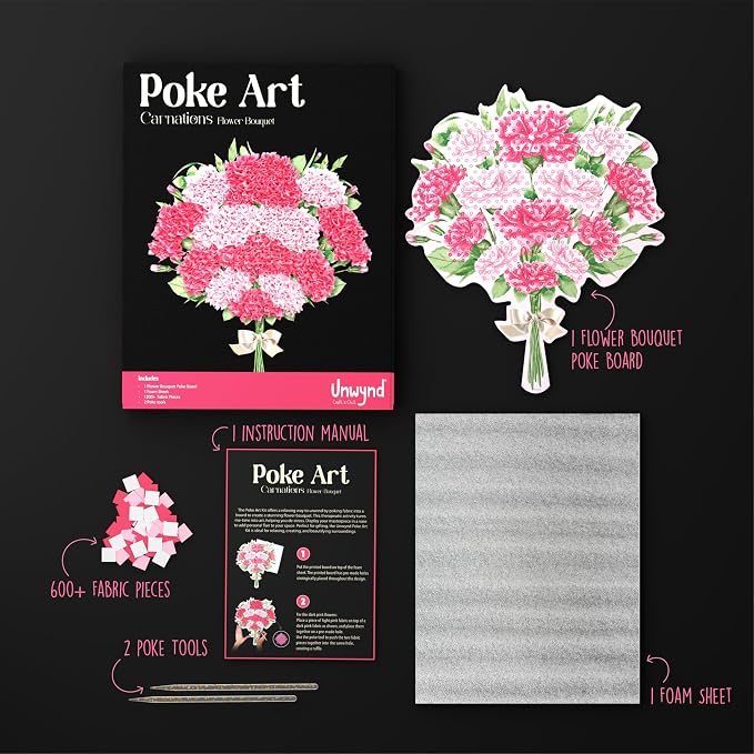 Unwynd Poke Art Carnations Flower Bouquet | Mess-Free Arts and Crafts - Image 6