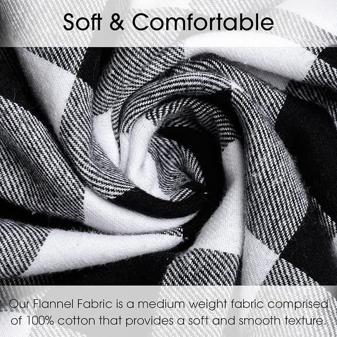 Pico Textiles 4 Yards Bolt Black and White Buffalo Plaid Checkered Flannel - Image 2