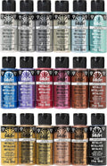 Folkart Color Acrylic Paint Set, 2 oz, 18 Metallics by FolkArt