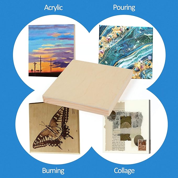 Falling in Art 4 Pack 6x6’’ Unfinished Birch Wood Panels Kit - Image 2