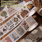 24 Rolls Vintage Washi Tape Set, Antique Car Buildings Map Stamp Stripe - Image 5
