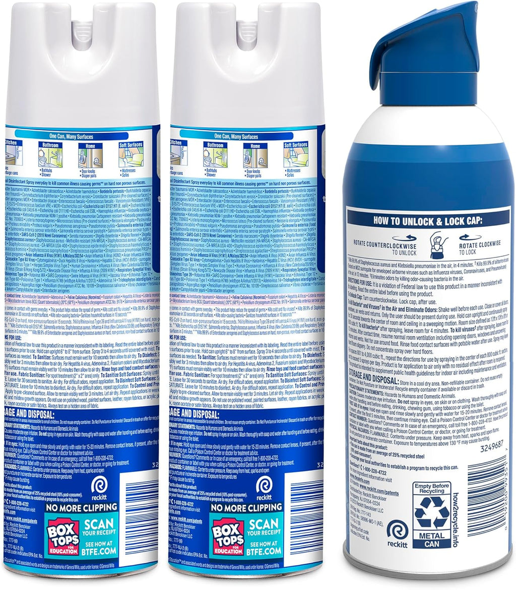 Lysol Bundle containing x2 Lysol Disinfectant Spray for Hard and Soft Surfaces, Crisp Linen, 19 Fl. Oz + Lysol Air Sanitizer Spray, For Air Sanitization and Odor Elimination, White Linen, 10 Fl. Oz