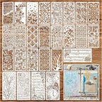 Stencils for Crafts Reusable Texture Branches Background Stencil Vintage - Image 8