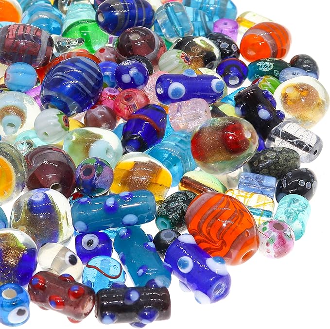 Assorted Glass Beads for Jewelry Making Adults, Bulk Glass Beads for Crafts by Fun-Weevz