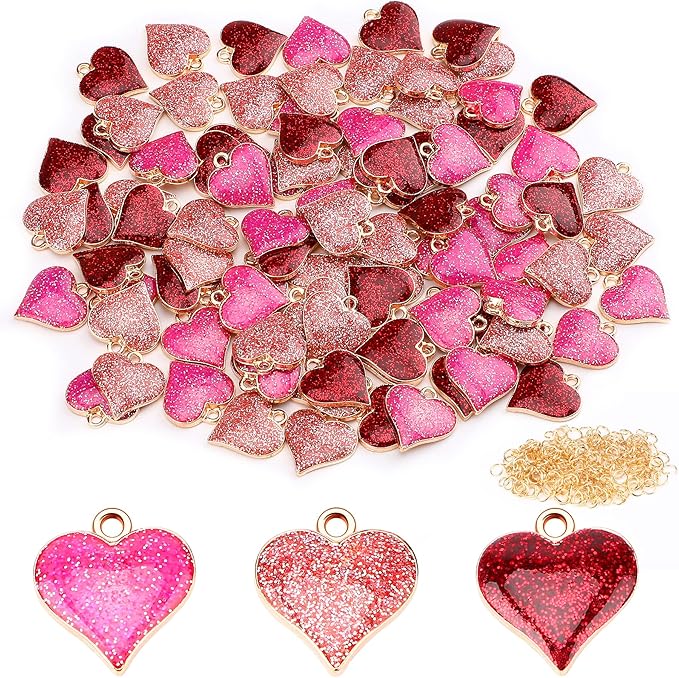 SANNIX 90Pcs Valentine's Day Heart Charms by SANNIX