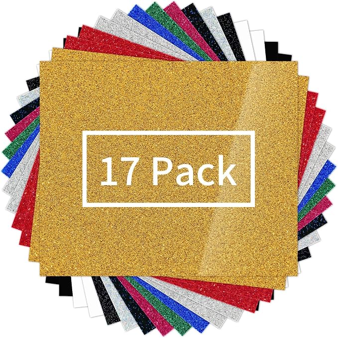 VinylRus Glitter HTV Heat Transfer Vinyl Bundle by VinylRus