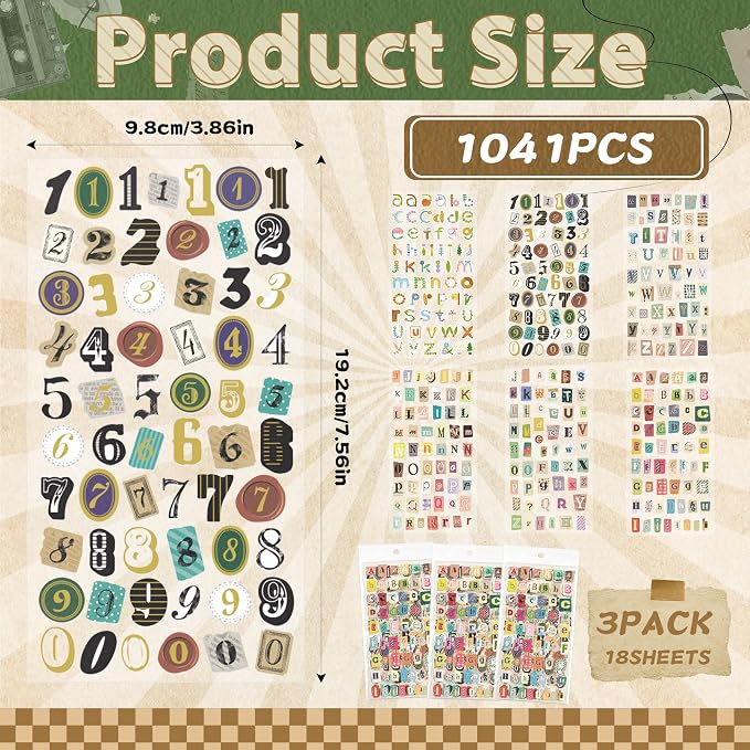 18 Sheets Vintage Letter Stickers - Image 2