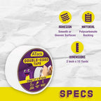 ATack Clear Double-Sided Tape, Tear by Hand, Wall Safe Heavy-Duty Double Sides - Image 2