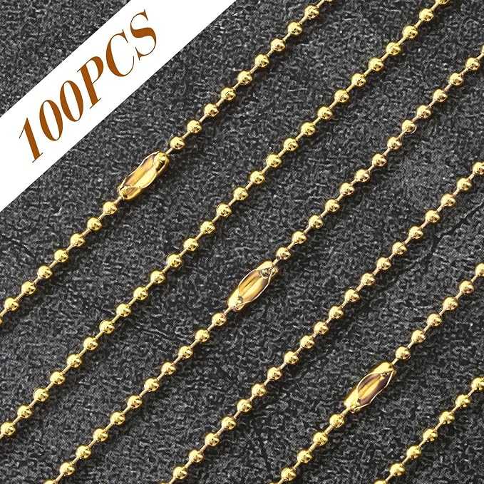 SANNIX 100Pcs Ball Beads Chain, Metal Hanging Chains 4.72 Inch Ball Chain - Image 4