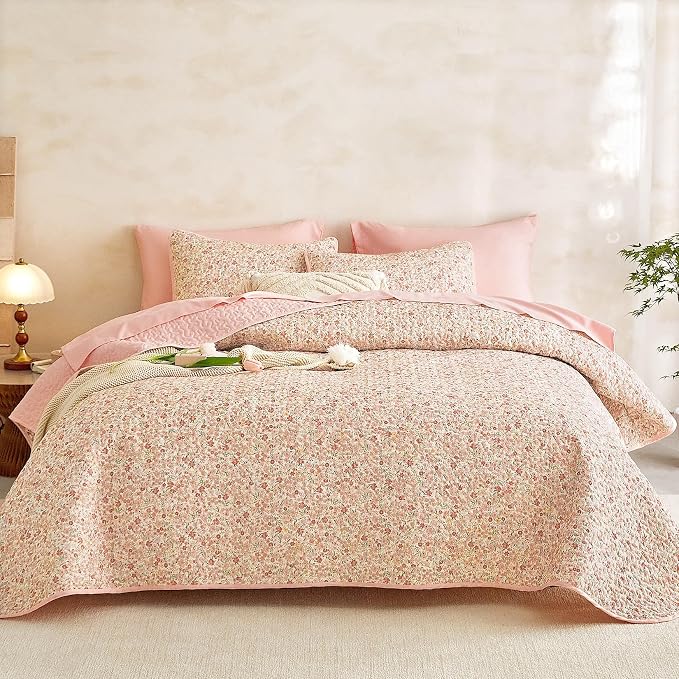 Wake In Cloud - Floral Quilt Set, Cute Vintage Flower Cottagecore Shabby Chic - Image 4