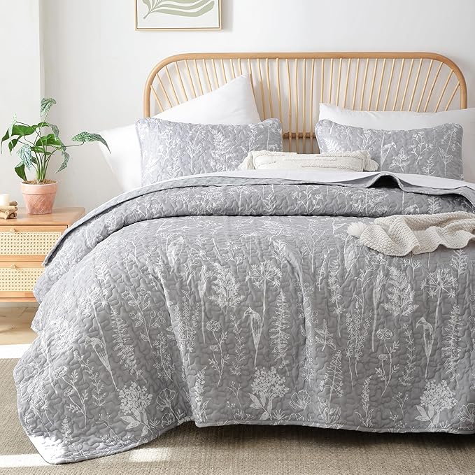 JANZAA Quilt King Size Grey Quilt Bed Spread Boho Quilt - Image 5