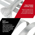 1/2" Wide Tinned Copper Braided Metal Wire Shielding Sleeve Ground Strap - Image 5