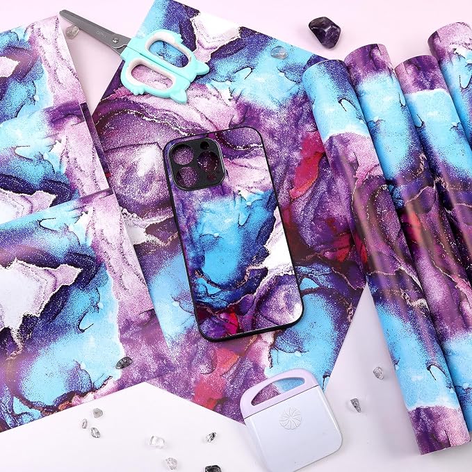 Tintnut Marble Permanent Vinyl 8 Pcs 12x10in Blue Purple Adhesive Vinyl | - Image 7