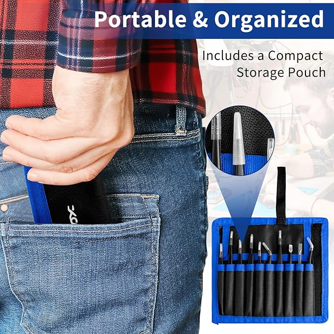XOOL 10 PCS ESD Precision Tweezers Set, Anti-Static Stainless Steel Tweezers Kit - Image 6
