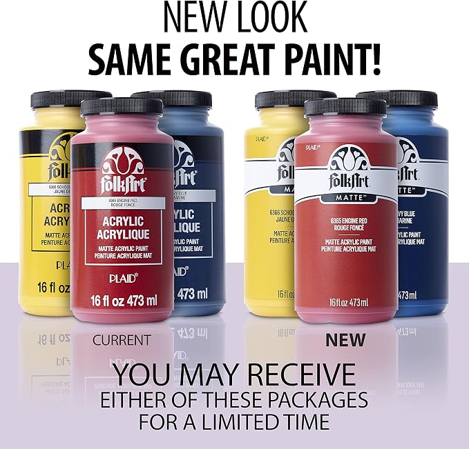FolkArt Matte Acrylic Paint in Assorted Colors, 16 oz, School Bus Yellow 16 Fl - Image 2