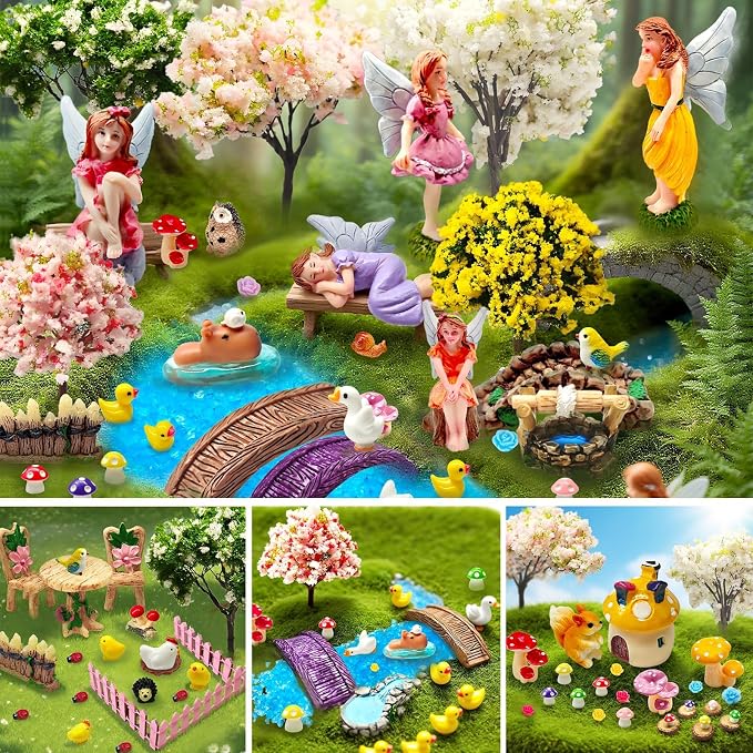 114 Pcs Miniature Fairy Garden Accessories Kit Resin Elves Animal Figurines - Image 6