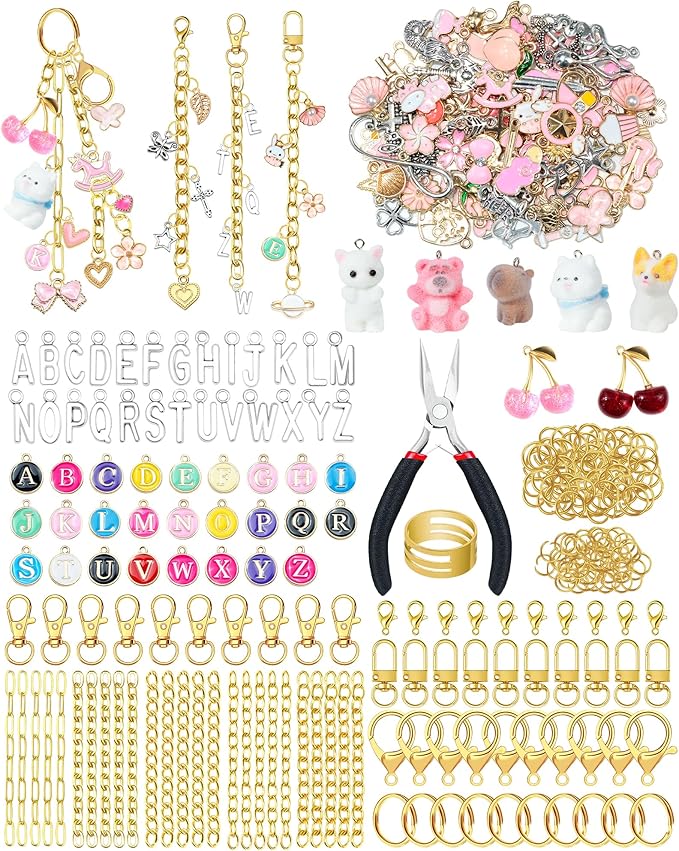 FIVEIZERO 387Pcs Charms Lip Gloss Keychain Making Kit, Charm Making Kit by FIVEIZERO