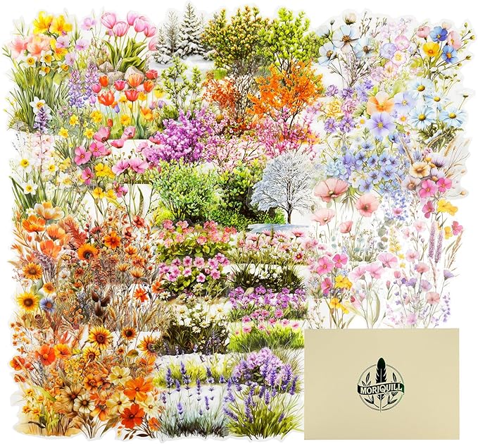 240PCS Floral PET Stickers – Die-Cut Botanical Landscape Stickers by Unknown