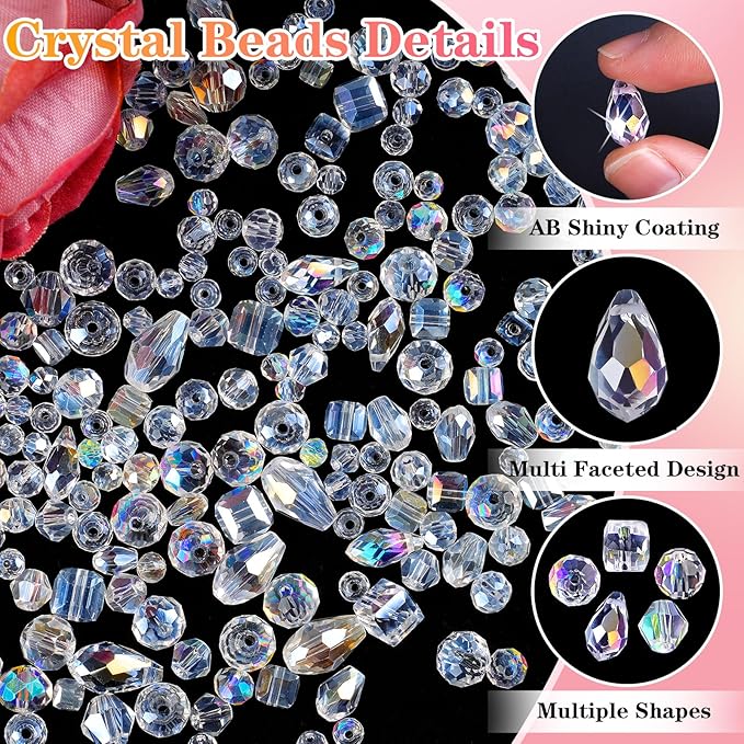 600 Pcs Crystal Glass Beads for Jewelry Making, Crystal Beads - Image 3