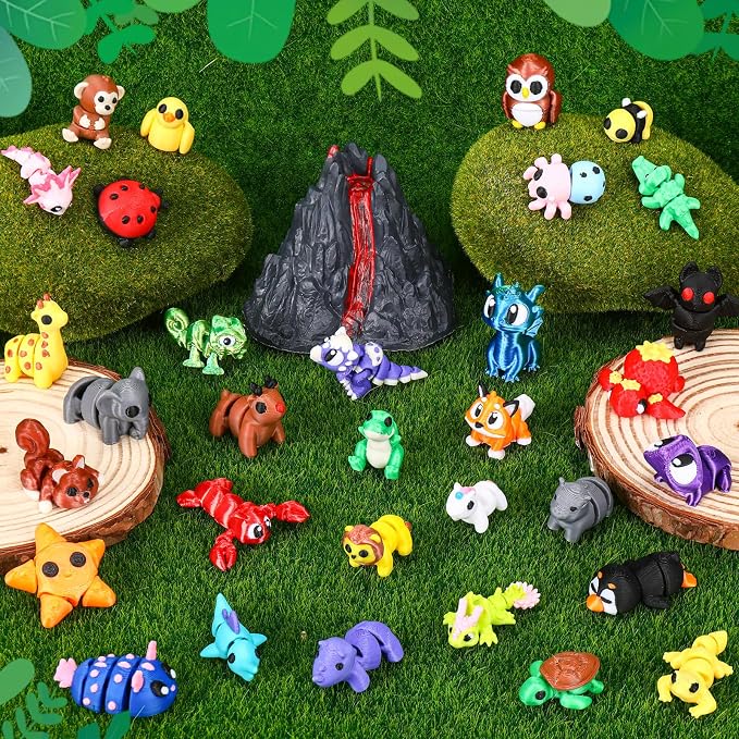 ywevyezc 52 Pcs 3D Printed Animals Set, Flexible Articulated Mini Sea Animal - Image 4