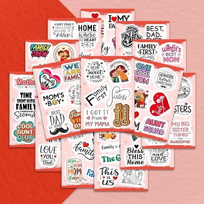 100Pcs Family Stickers for Scrapbooking, Water Bottle - Image 7