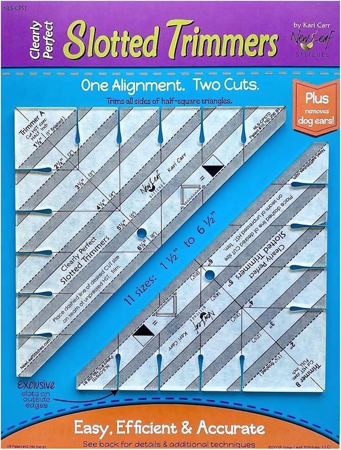 New Leaf Stitches Clearly Perfect Slotted Trimmer — Acrylic Quilting Ruler by NewLeafStitches