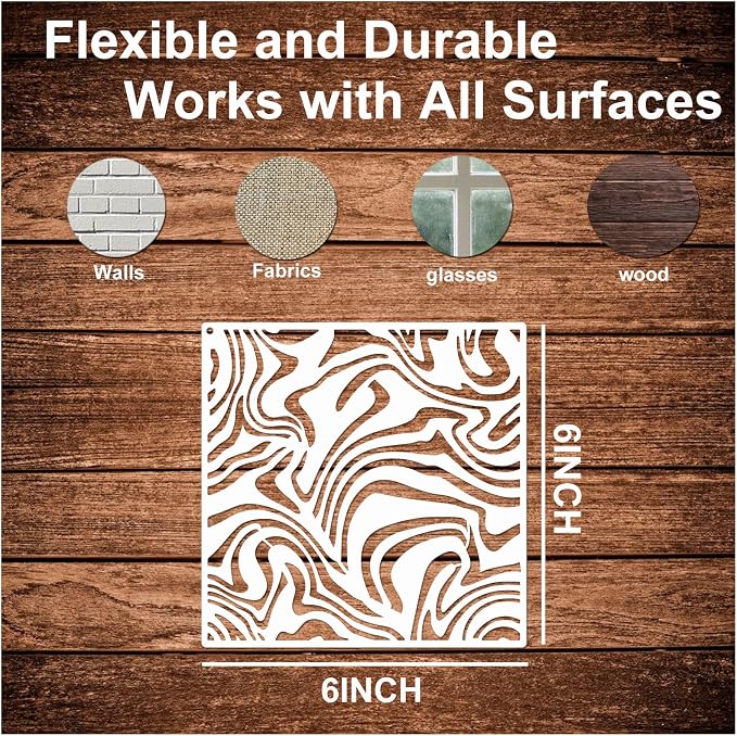 Cubist Stencils for Crafts Reusable 6 X 6 Inch Texture Mixed Media Burlap Art - Image 5