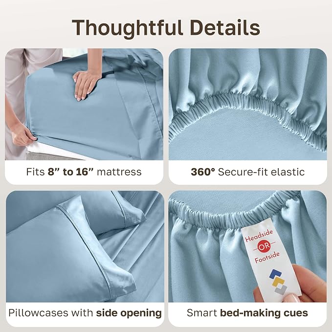 California Design Den Soft 100% Cotton Bed Sheets King Size Set, 400 Thread - Image 6