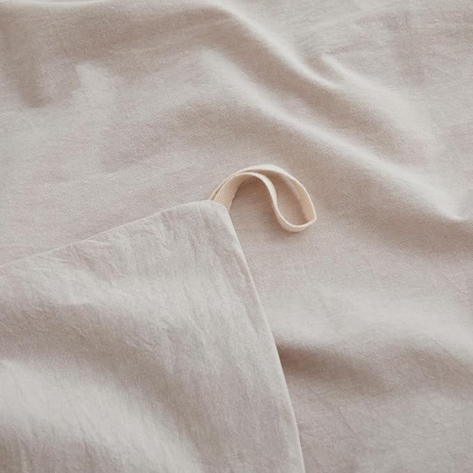 LOVQUE Linen Light Grey Duvet Cover Twin Size, 100% Washed Cotton Linen Like - Image 4