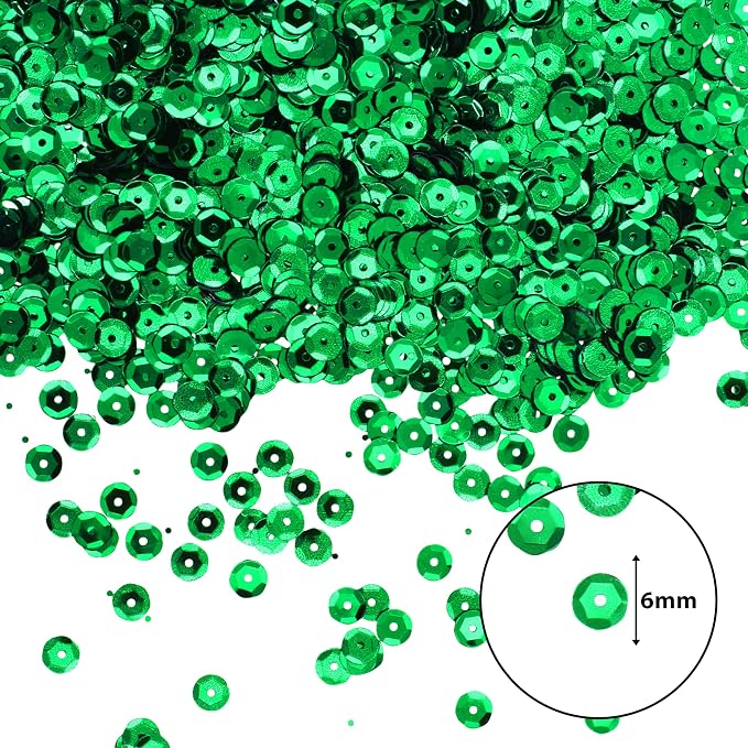 Mandala Crafts 6mm Cup Round Dark Green Sequins - Image 3