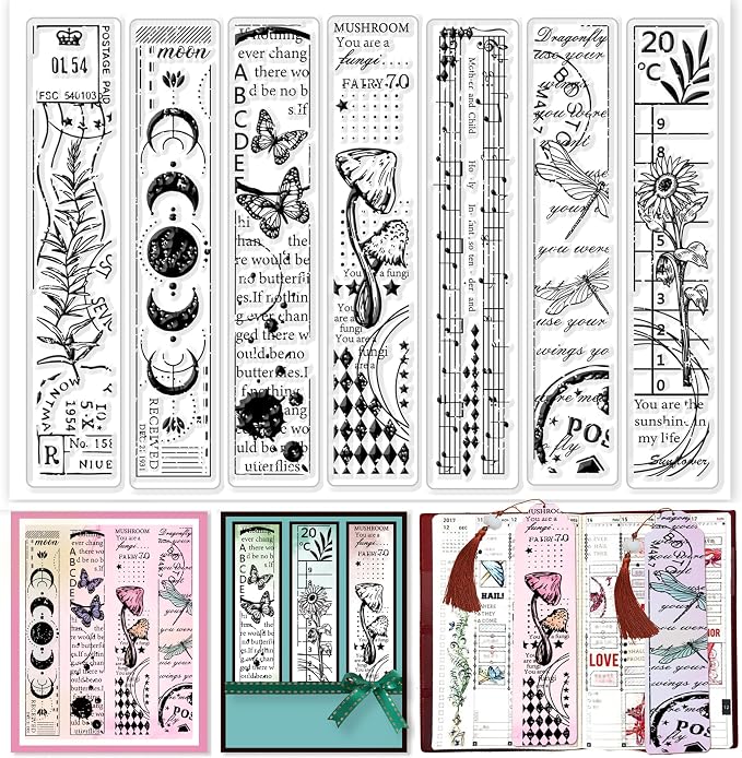 GLOBLELAND Vintage Scrapbooking Bookmarks Clear Stamp Flower Butterfly by GLOBLELAND