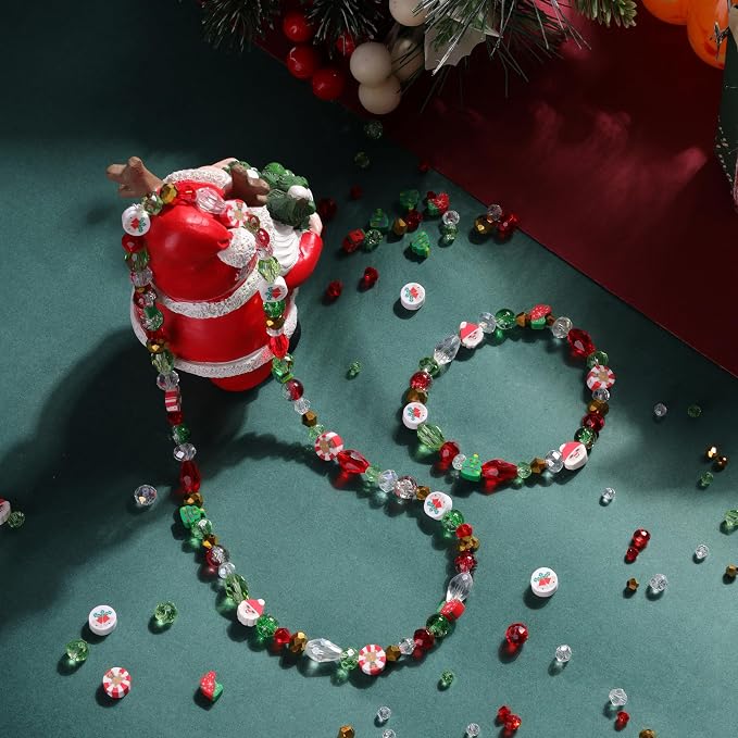 ZHIYUXI 1150PCS Christmas Glass Beads Red and White Beads Jewelry Making | - Image 5