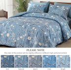 Yiran Blue Comforter Set Queen Size, 7 Piece Floral Comforter Bedding Set - Image 9
