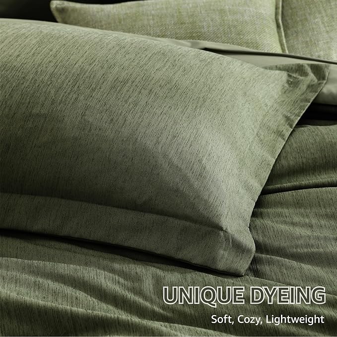Monbix Full Size Comforter Set, Olive Green Bedding Comforter - Image 6