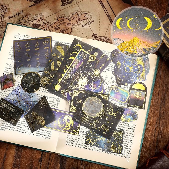 Marspark 191 Pieces Vintage Astronomy Stickers Celestial Galaxy Planet Space - Image 5