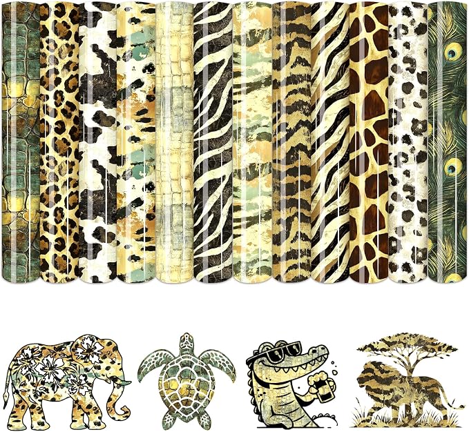 HTVSTD Animal HTV Heat Transfer Vinyl 12 Sheets 12×10in Iron on Vinyl | African by CraftingEveryday