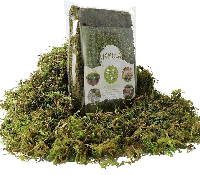 USMOLA Fake Green Moss for Potted Plants, 4OZ Artificial Moss for DIY Crafts by USMOLA