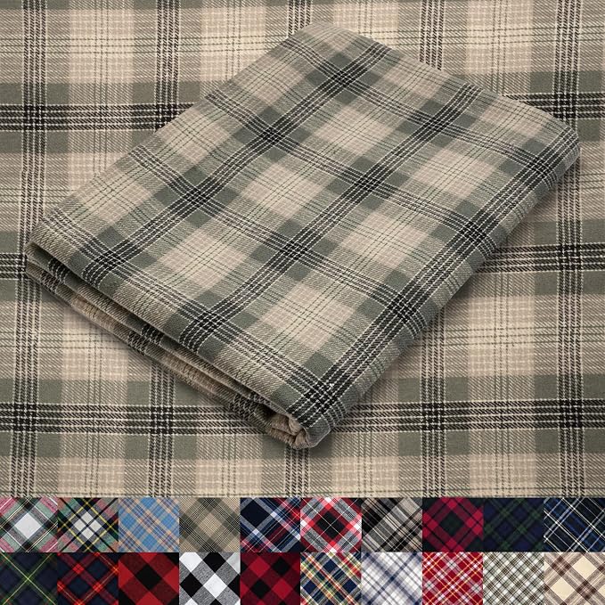 Pico Textiles 15 Yards Bolt Tan and Olive Tartan Plaid Flannel Fabric by PicoTextiles