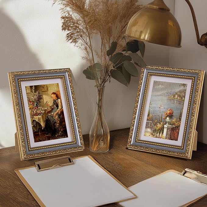 eletecpro 5x7 Vintage Picture Frame, Glass Cover, Horizontal or Vertical - Image 6