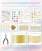 325 Pcs DIY Metal Bookmarks Making Kit, Metal Bar Bookmark Kit | 12 Gold - Image 2