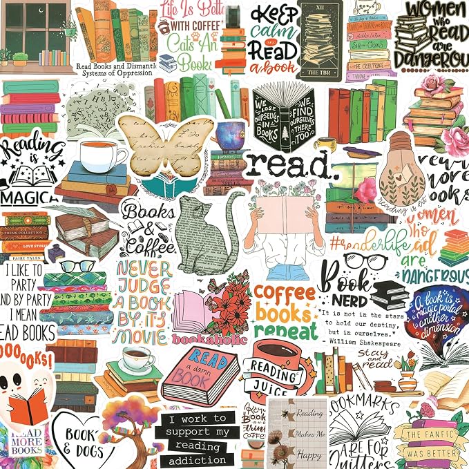 200PCS Book Stickers for Kindle, Bookish & Booktok Reading Stickers for Water by Yodeeni