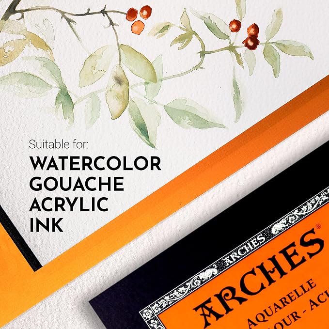 Arches Watercolor Paper 140 lb. Rough 12 Sheet Pad 9x12" - Image 3