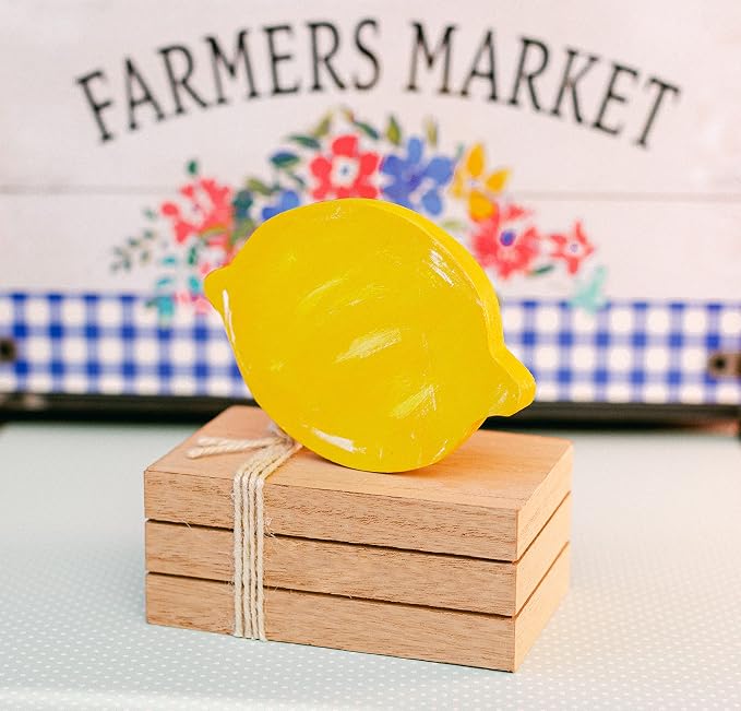 Lemon Tiered Tray Decor 4-1/2-inch x 3-1/4-inch, Farmhouse Tier Tray Decor - Image 5