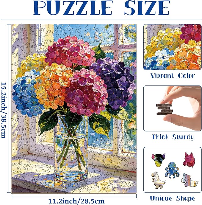 300pcs Wooden Puzzles for Adults Unique Animal Shaped Pieces | Colorful Plant - Image 2